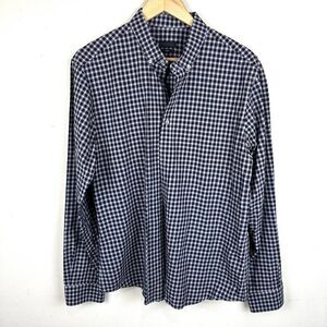 Z Zegna‎ Blue Maroon Gingham Button Up Shirt Men’s Slim XL